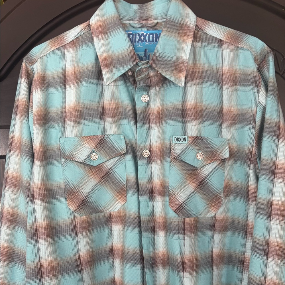 DIXXON Teal and Brown Checkered Shirt